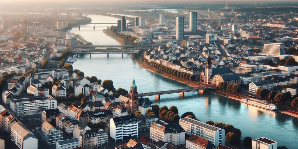 Ludwigshafen and the Rhine river